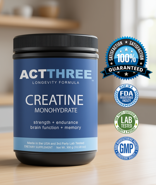 Try Act Three Creatine Monohydrate Powder Risk Free!